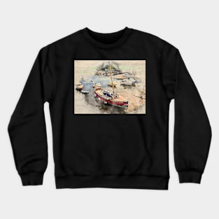 Watercolour Cemaes Harbour, Anglesey Crewneck Sweatshirt